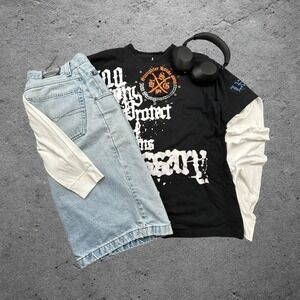 Blac Label Slaughter House Gang‎ Graphic T-Shirt L Black Y2K Grunge Studded